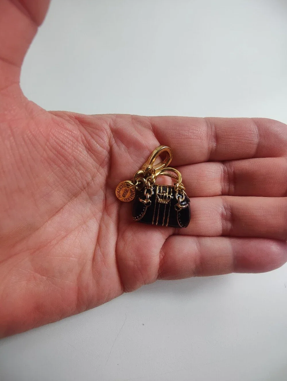 Vintage Neiman Marcus Limited Edition Miniature Purse Charm Black Enamel Gold